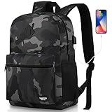 YAMTION School Backpack,Classic Bookbag Men and Teen Boy Schoolbag with USB Charging Port for High School College Office Work Travel