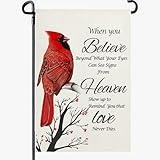 Cryfox Winter Cardinal Garden Flag Religion Decorative Yard Flag for Garden Porch Lawn Farmhouse Xmas Decoration Double Sided 12 x 18 inch