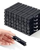 Colored Clothespins, Colorful Clothes Pins Wooden Clips Rainbow Colors 50 Pack Decorative Crafts Pegs Photos Pictures Decoration Clip Clothing Hanging Closepins, 2.83 Inch (Black)