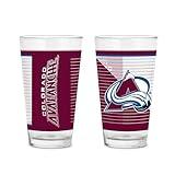 Rico Industries NHL Hockey Colorado Avalanche 16 oz Pint Glasses with Digitally Printed Logo, Set of 2 Classic Drinking Glasses, for Fans, Dishwasher Safe