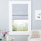 EXCLUSIVE HOME Montague Trellis Total Blackout Roman Shade, 34"x64", Silver