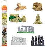 Safari Ltd. World Landmarks TOOB - 7 Figurines: Mount Rushmore, Great Wall, Easter Island heads, Colosseum, Sphinx, Stonehenge - Educational Toy Figures For Boys, Girls & Kids Ages 3+