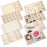 Yuanan 8pcs Jewelry Trays, Stackable Jewelry Organizer Velvet Jewelrys Organizer for Drawer for Drawers Jewelrys Display Case Storage for Necklace, Earring, Ring, Brooch, Watch Display-8.3 * 4.9inch