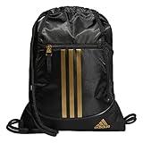 adidas Alliance Sackpack, Drawstring Backpack, Lightweight Small Gym Bag for Women and Men, Black/Gold Metallic/Black, One Size