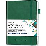 JUBTIC Hardcover Accounting Ledger Book (7x10″) - Bank Accounting Log for Small Business Bookkeeping & Personal Use - Account Tracker Notebook Track Accounts, Deposit, Expenses & Balance (Dark Green)