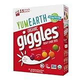 YumEarth Organic Giggles Chewy Candy – Allergy Friendly, No Artificial Dyes, Non GMO, Gluten Free, Fruit Flavored, Vegan Candy Snacks with No Artificial Flavors, 0.5 oz (Box of 15)​