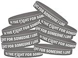 In the Fight for Someone I Love Silicone Wristband Bracelet for Brain Cancer, Brain Tumor, Parkinson's Disease Awareness (10 Pack) - Grey