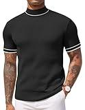 COOFANDY Men's Mock Turtleneck Sweater Short Sleeve Casual Basic Tops Ribbed Knit Pullover Solid Tee