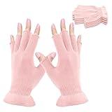 MIG4U Fingerless Moisturizing Gloves, Half Finger Touchscreen Beauty Glove for Eczema, SPA, Dry Hands, Skin Treatment, Summer Sun UV Protection, Pink, 3 Pairs S/M