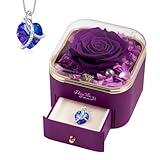 EleShow Preserved Real Purple Rose, Forever Flowers Gifts for Mom Grandma Wife Girlfriend, I Love You Gifts for Her, Anniversary or Birthday Gifts for Women