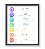 Poster Master Illustration Poster - 7 Chakra Affirmations, Yoga, Meditation, Healing, Watercolor - 8x10 UNFRAMED Wall Art - Gift for Artist, Friend - Spiritual Print - Wall Decor for Home, Studio