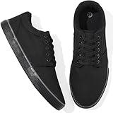 kufeiti Men's Canvas Black Casual Shoes Sneakers Low Top Lace Up Walking Shoes Sneakers for Men（Full Black,10）