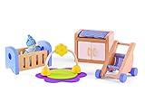 Hape Wooden Doll House Furniture Baby's Room Set with Baby| Pretend Playset for Kid’s Wooden Dollhouse