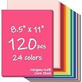 120 Sheets Colored CardStock, 180gsm/65lb 24 Colors Cardstock Print Paper 8.5 x 11 Inches, Double Sided Printed Card Stock Paper for Scrapbook School Office Printing DIY Craft