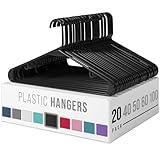 NEATERIZE Clothes Hangers Plastic 20 Pack - Black Plastic Hangers - Makes The Perfect Coat Hanger and General Space Saving Clothes Hangers for Closet - Percheros Ganchos para Colgar Ropa Hangars