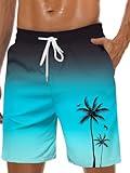 Lzzidou Men's Swim Trunks Quick Dry Hawaiian Board Shorts Mesh Lining Swimsuits with Pockets