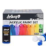 Artkey Acrylic Paint Set - 24 colors 2 oz/59 ml Acrylic Paints Professional Artists Painting Kit for Canvases Fabric Rock Leather Easter Egg Wood Ceramic Glass Art Craft Painting