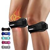 CAMBIVO 2 Pack Knee Braces for Knee Pain, Patella Knee Support Strap, Adjustable Patellar Tendon Stabilizer Band for Jumpers Knee, Tendonitis, Basketball, Running, Hiking, Volleyball, Tennis, Squats (Black)