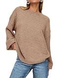 PRETTYGARDEN Women's Winter Sweaters Casual Crew Neck Long Sleeve Pullover Ribbed Knit Loose Fit Sweater Tops (Camel,Medium)