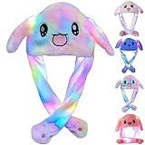 Audaisyly Funny Plush Rabbit Hat Ear Moving Jumping Hats, Cute LED Animal Beanie Cap for Women Girls Cosplay Party Holiday Multicolor