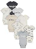 Onesies Brand Baby 8-Pack Short Sleeve Mix & Match Bodysuits, Play Smile & Hug Neutrals, 0-3 Months