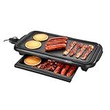 bella Electric Griddle with Warming Tray - Smokeless Indoor Grill, Nonstick Surface, Adjustable Temperature & Cool-touch Handles, 10" x 18", Copper/Black