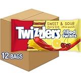 TWIZZLERS Filled Twists Sweet and Sour Candy Bags, 11 oz (12 Count)