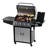 MASTER COOK Gas Grill, BBQ 4-Burner Cabinet Style Grill Propane with Side Burner, Stainless Steel