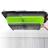 ROTTOGOON 7Qt Collapsible Colander Strainer, Expandable Over the Sink Colander, Adjustable Silicone Kitchen Sink Strainer, Foldable Large Colanders Basket to Wash Vegetable, Fruit, 15" to 19.8", Green