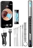Ear Wax Removal Tool Camera, Ear Cleaner with Camera, 1296P HD Ear Scope, 6 LED Lights and 12 Ear Picks, Earwax Removal with Otoscope, Jet Black