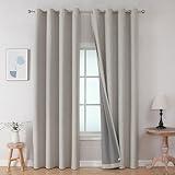 Joydeco Blackout Curtains 63 Inch Length, Living Room Curtains 2 Panels Set, Room Darkening Curtains w/Grommets, Textured Thermal Drapes, Greyish White Blackout Curtains for Bedroom (42x63inch)