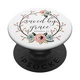 Saved By Grace Ephesians 2:5 Pink Blue Floral Bible PopSockets Adhesive PopGrip