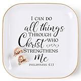 COZITED Christian Gifts for Women Faith Jewelry Dish - I Can Do All Things Through Christ Who Strengthens Me, Inspirational Religious Gifts for Women Birthday Christmas Mothers Day Catholic Gifts