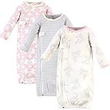 Touched by Nature Baby Organic Cotton Zipper Gowns, Bird Side Zipper, 0-6 Months