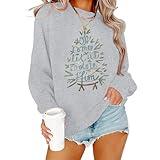 Merry and Bright Sweatshirt Women Christmas Tree Graphic Pullover Xmas Holiday Long Sleeve Tops Blouse