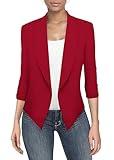 Hybrid & Company Lightweight Open Front Cardigan Classic Ruched Sleeve Work Office Blazer Suit Jackets JK1133 RED XLarge