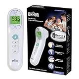 Braun No Touch 3-in-1 Thermometer, Measures Forehead, Liquid and Food Temps, Professional Accuracy and Color Coded Fever Guidance for Babies, Kids, Toddlers and Adults, FSA and HSA Eligible