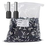 Fidioto 1000pcs AWG12 Terminal Connector Wire Insulated Cord Pin Ends Terminals for Electric, Industrial, Chemical Industry, Power Control System, etc. (Black-1000PCS-12AWG)