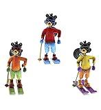 CoTa Global Skiing Black Bear Refrigerator Bobble Magnets Set of 3 - Assorted Color Fun Cute Wild Animal Bobble Head Magnets for Kitchen Fridge, Home Decor & Cool Office Decorative Novelty - 3 Pack