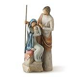 Willow Tree The Holy Family, Mary Holding Jesus, and Joseph, Richly Colored and Carved Foundation Piece for Nativity Collection, Sculpted Hand-Painted Figure