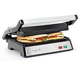 MegaChef Electric Dual Plate Non-Stick Panini Grill Contact Press and Drip Tray, Lightweight Compact Grill, Sandwich Maker