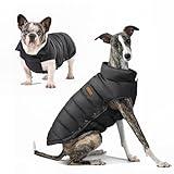 SPACE LION Dog Puffer Jacket, Down Dog Winter Coat, Waterproof, Windproof, Lightweight Dog Jacket, Adjustable Fit Dog Coat for Small, Medium, and Large Dogs(Black,M)