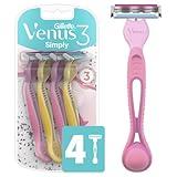 Gillette Venus Simply 3 Dragonfruit Women's Disposable Razor, 4 Count