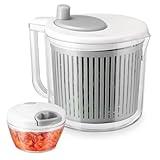 CherHome Salad Spinner with Vegetable Chopper Set, Grey, Efficient Drying and Cutting Tool for Lettuce and Greens, Durable Polypropylene Construction, 1 Year Warranty