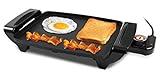 Elite Gourmet EGR-2722B Electric 10.5" x 8.5" Griddle, Cool-touch Handles Non-Stick Surface, Removable/Adjustable Thermostat, Skid Free-Rubber Feet, Black