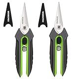 WORKPRO 2 Pack Garden Pruning Shears with Sheath, 6.5” Small Hand Pruners/Snips/Clippers- Spring Loaded & Precision Straight Blades, Microgreen Trimming Scissors for Flowers, Weeds, Indoors Bonsai