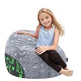 COMAX Bean Bag Chairs for Kids, Toddler BeanBag Sofa with Filler Dinosaur Bean Couch Stuffed for Boys and Girls, Lazy Floor Chair for Playroom, Nursery Room, Grey Dino