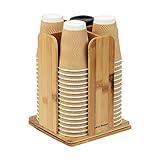 Mind Reader Cup and Lid Carousel, Countertop Org, Coffee Bar, Beverage Cup, Rayon from Bamboo, 8"L x 8"W x 10.75"H, Brown