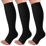 LEVSOX Open Toe Compression Socks for Women & Men 20-30mmHg Toeless Sock Knee High Support Stockings for Nurses Pregnant