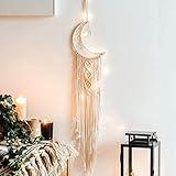 Dremisland Macrame Woven Wall Hanging Moon Dream Catcher- Boho Chic Bohemian Home Decor Wall Art Decor Beautiful Apartment Dorm Room Door Decoration (Moon)